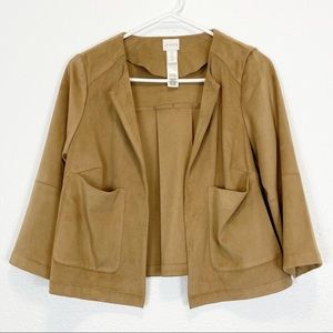 Chico’s Tan Faux Suede Cropped Jacket Size S 4